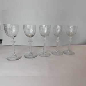 5 Paisley by ROCK SHARPE Wine Cordial Glasses 5 1/4 X 2” Rare Blown Glass